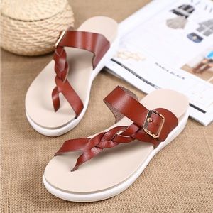 LEATHER SLIP ON SANDALS    NWOT